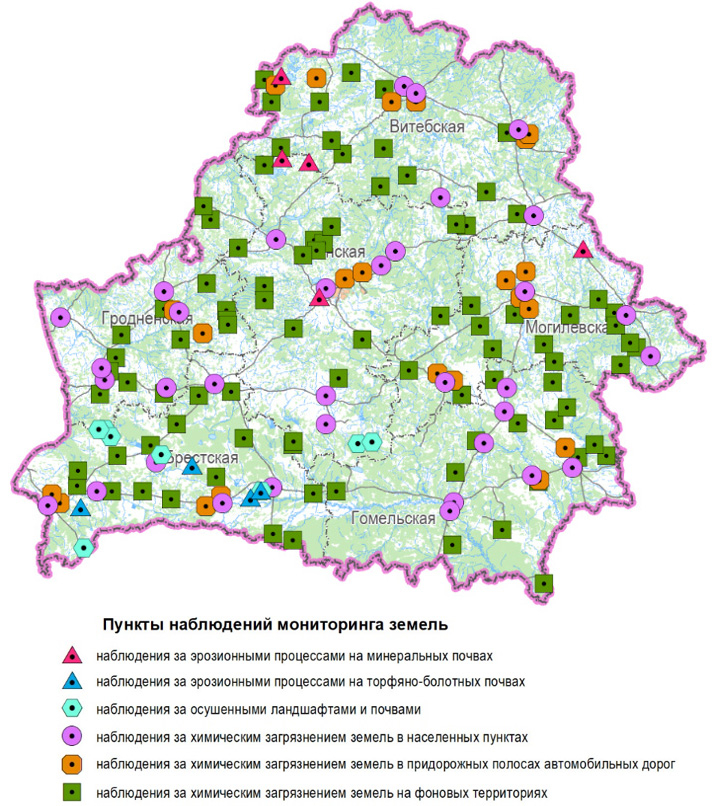 Пункты наблюдений мониторинга земель